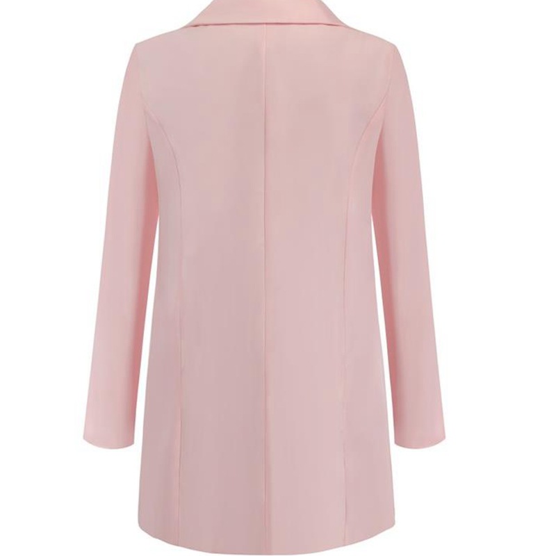 Spring Fall Women's Long Sleeve Plain Pocket Cardigan Blazer Jacket