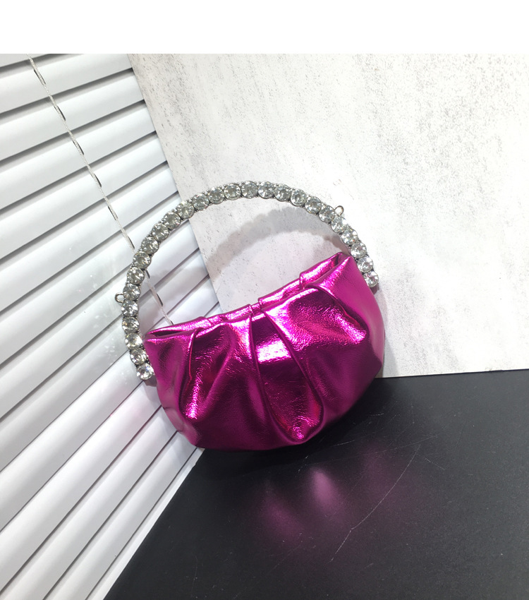 women's rhinestone clutch bag diamond pleated mini evening bag Messenger small bag