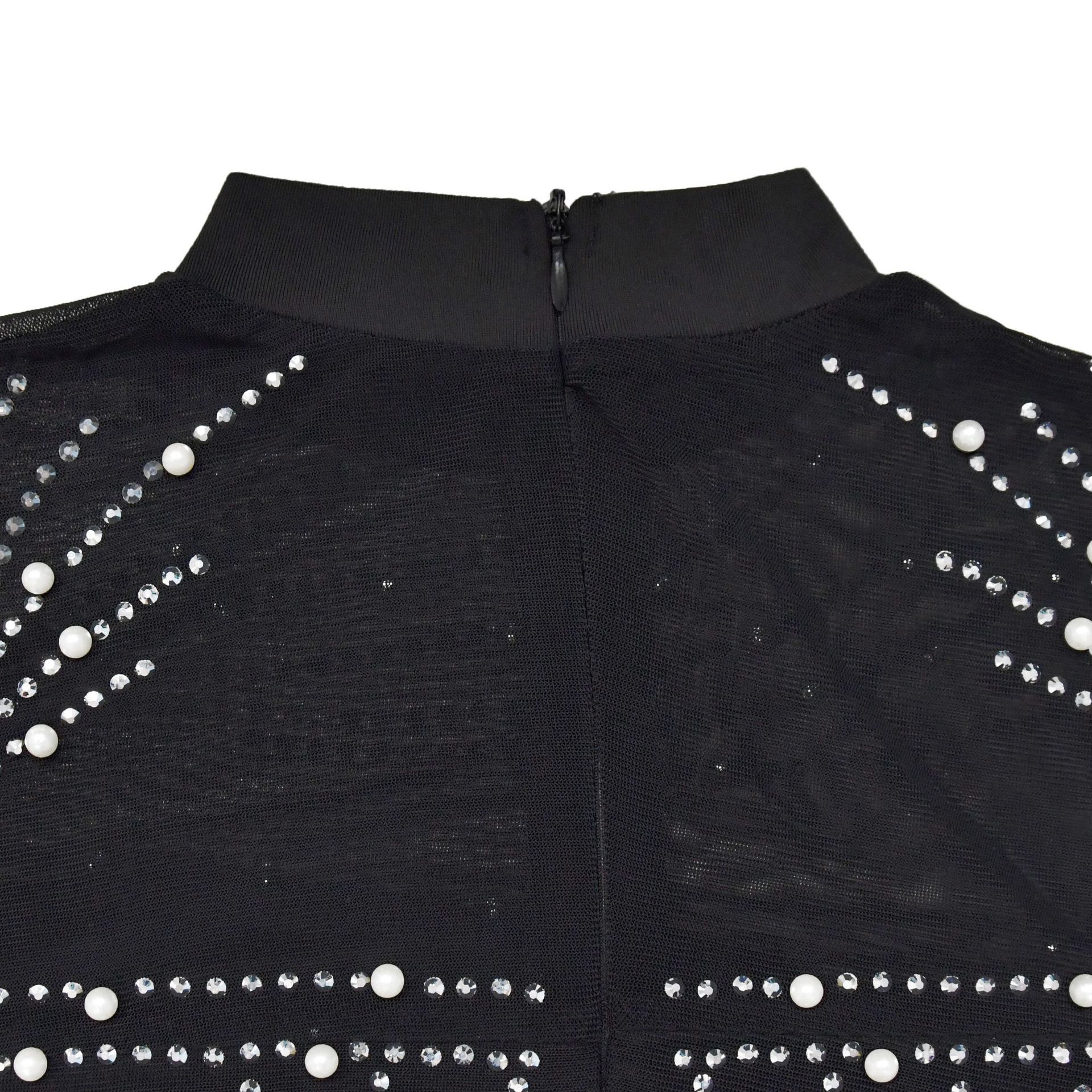 Women's Fashion Long Sleeve Mesh Beaded Bubble Bead Dress