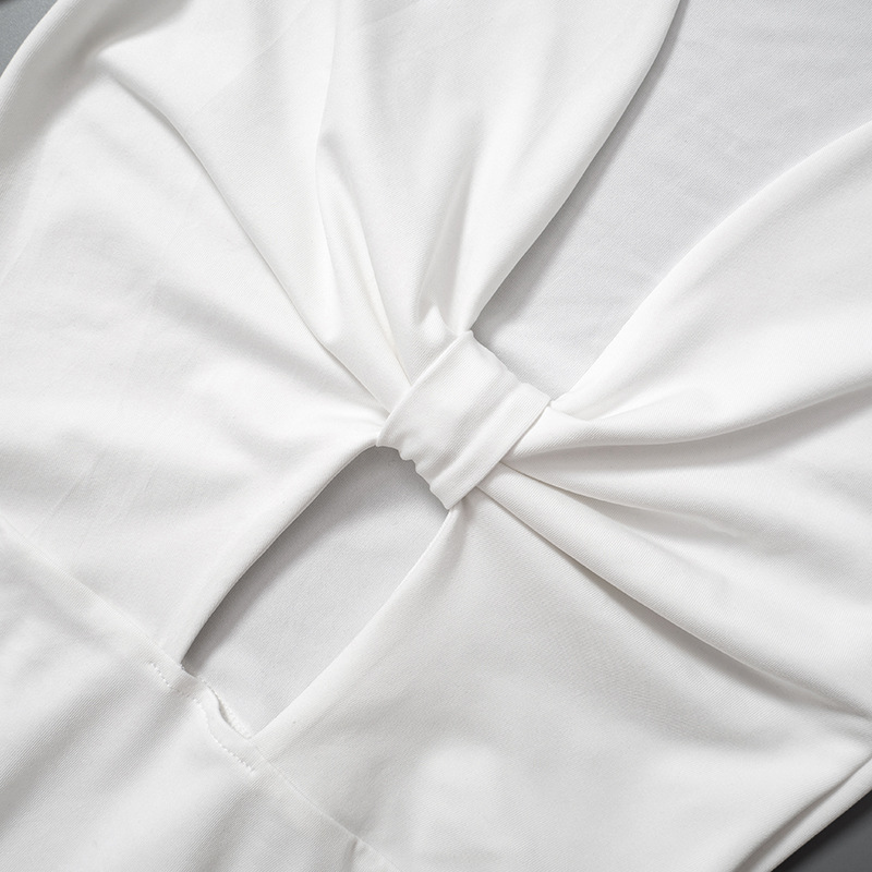 Women Summer Solid Casual Long Sleeve Knot Pleated Dress