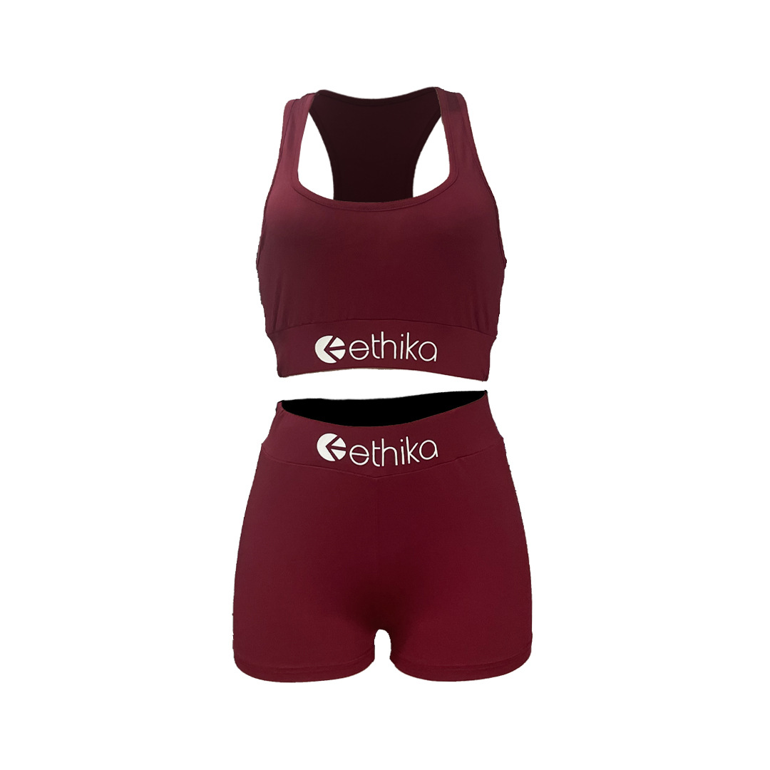 Women Solid Letter Print Top and Shorts Sport Two-Piece Set