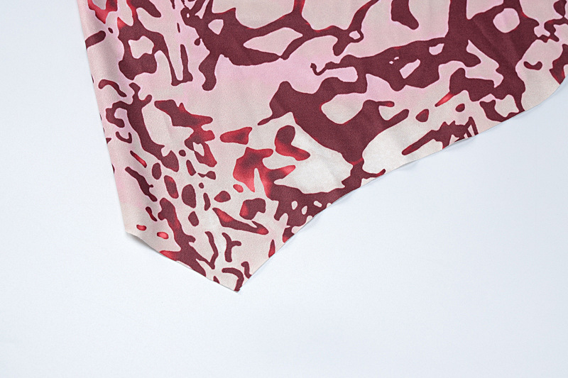 Women Summer Printed Backless Top and Printed Slit Skirt Two Piece Set