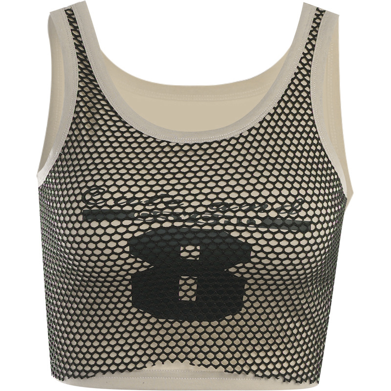 Women Summer Slim Grid Print Tank Top