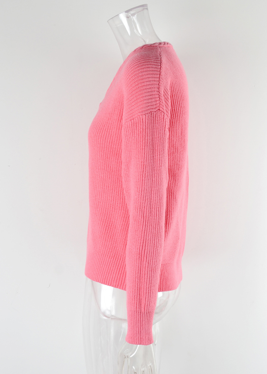 Women v-neck twist knittin sweater