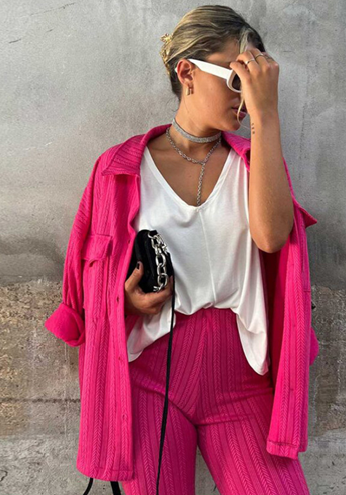 Women's Spring Loose Plus Size Patch Pockets Turndown Collar Long Sleeve Shirt