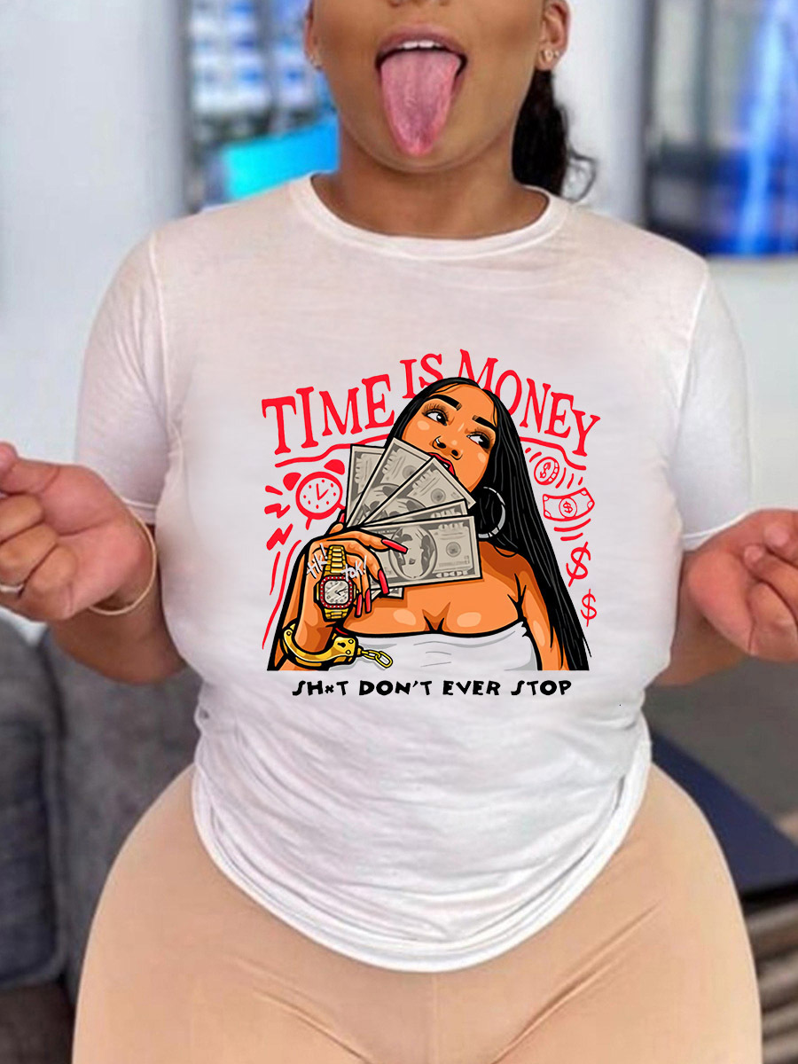 Plus Size women's top printed t-shirt loose t