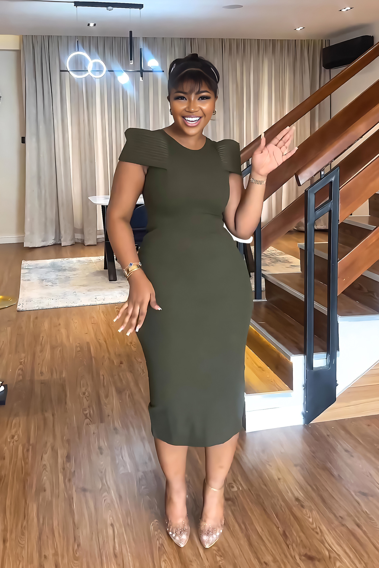 Women's Sleeveless Casual Career Slit Bodycon Dress