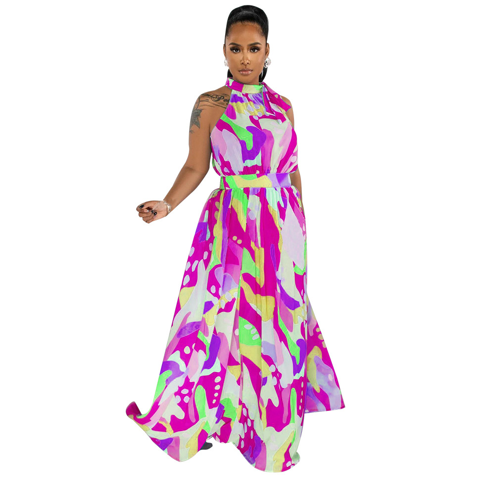 Women Printed Sleeveless Swing Dress