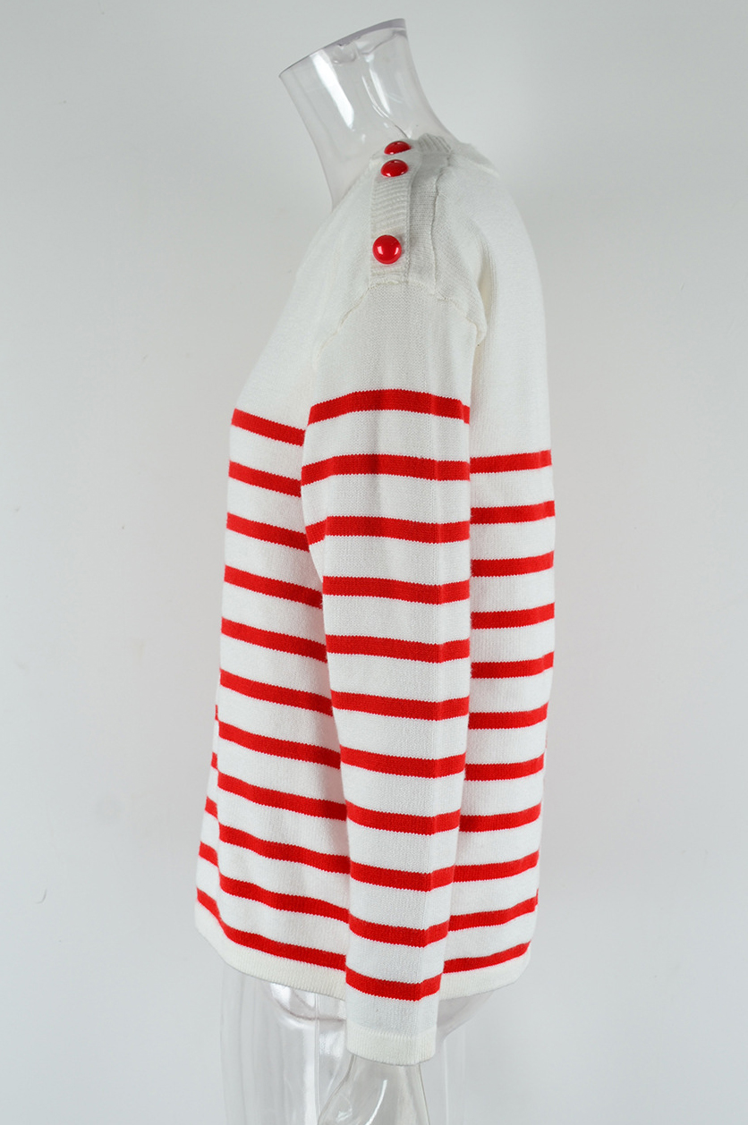 Women Button Striped Knitting Sweater
