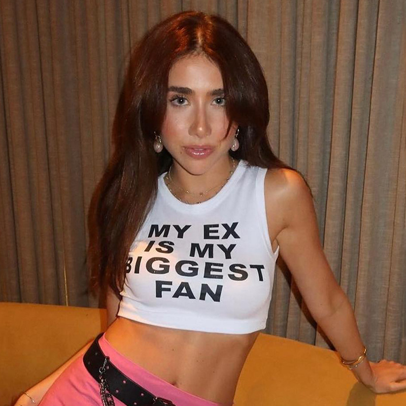 Women's Summer English Print Sleeveless Short Versatile Vest