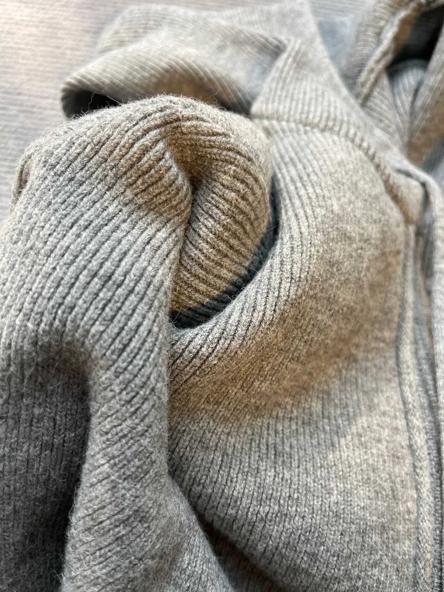 Grey hooded sweater jacket for women, loose outerwear for spring