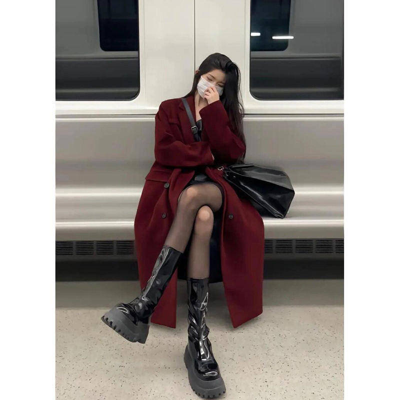 Woolen coat for women 2024 autumn and winter new small size medium-length woolen coat