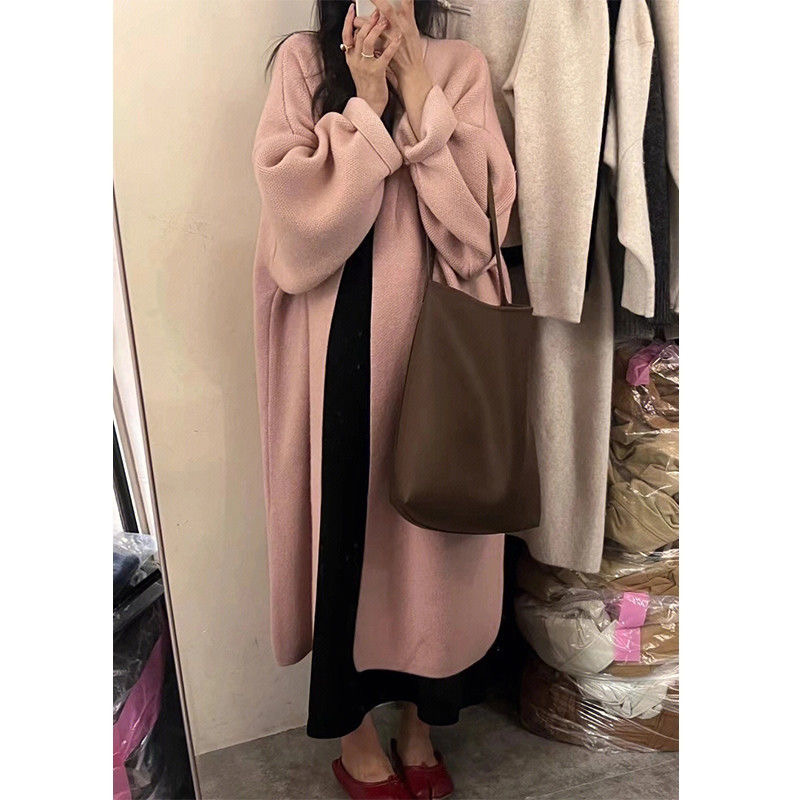 Mid-length cardigan sweater coat for women, lazy style in spring and autumn