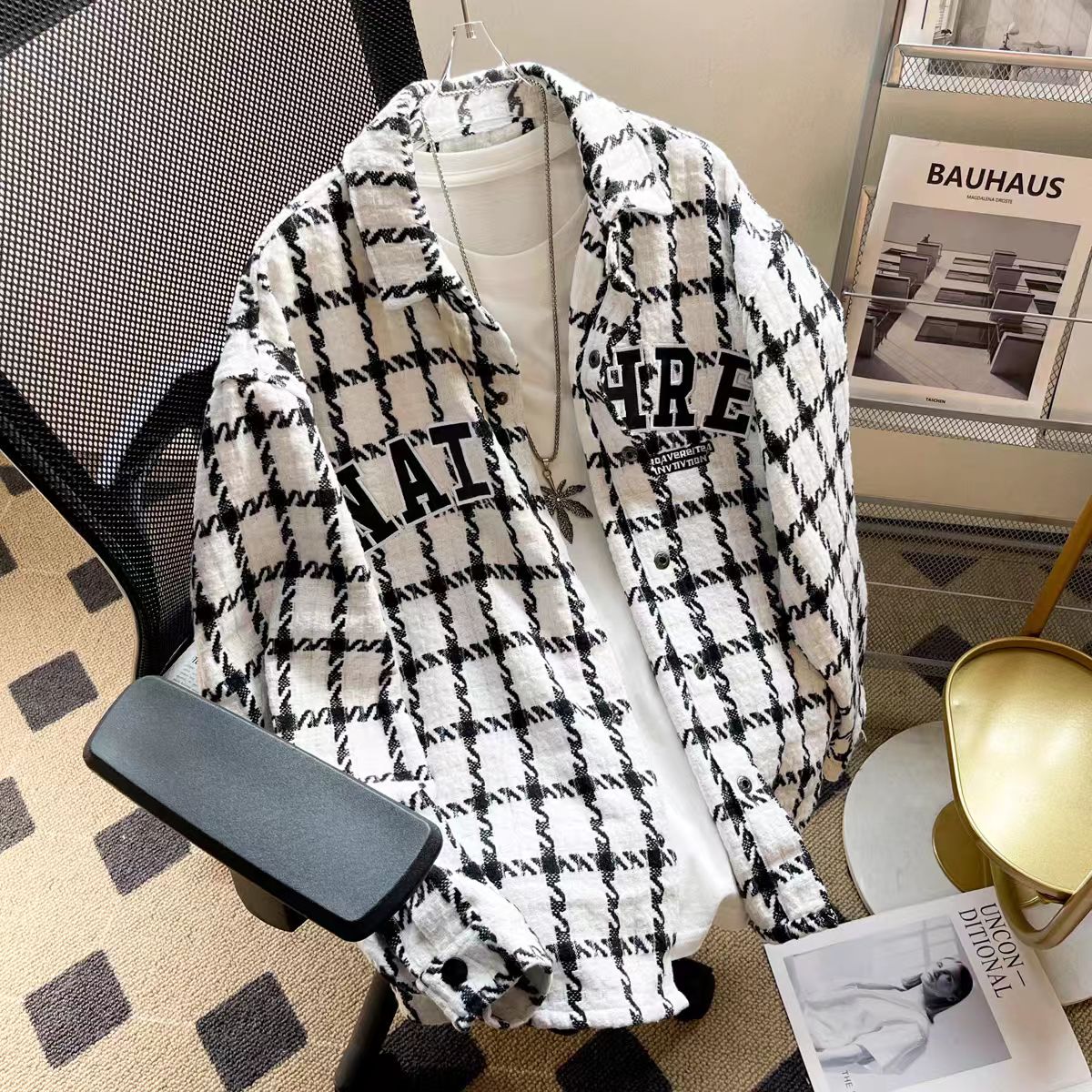 American style Chanel style jacket autumn and winter lapel jacket for boys trendy brand casual loose plus velvet thickened baseball jacket spring