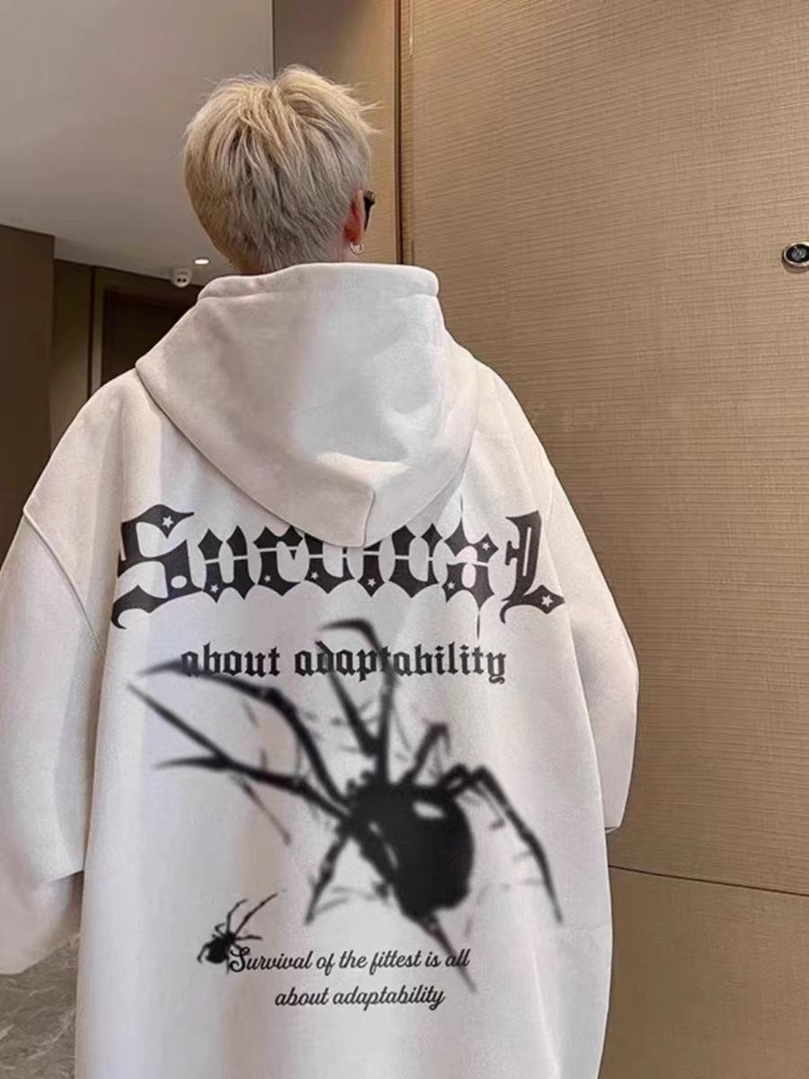 American heavyweight spider sweatshirt for men, new style for spring, autumn and winter, gender-free hooded jacket