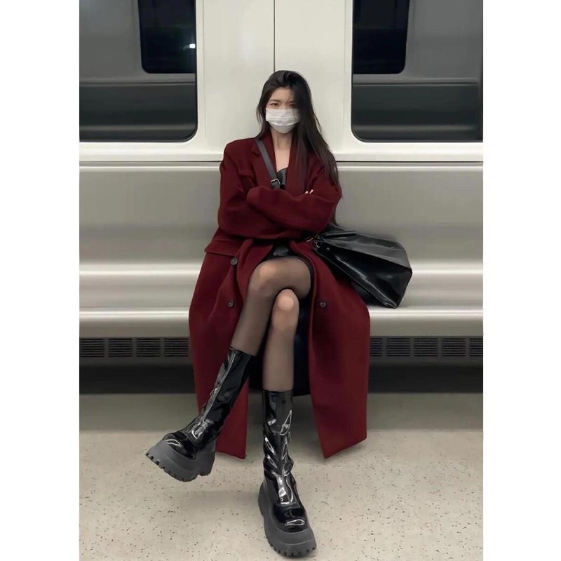 Woolen coat for women 2024 autumn and winter new small size medium-length woolen coat