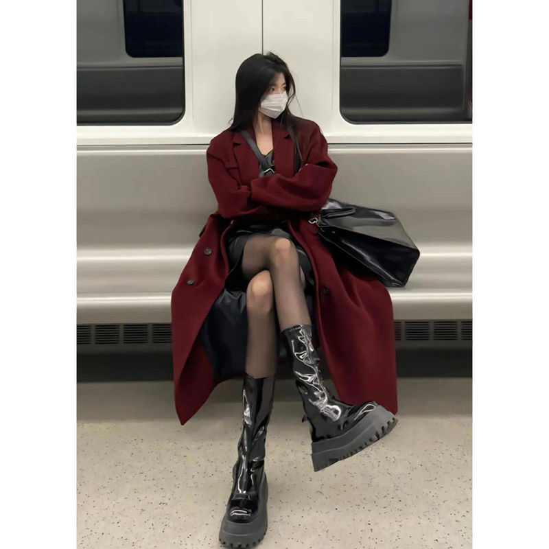 Woolen coat for women 2024 autumn and winter new small size medium-length woolen coat